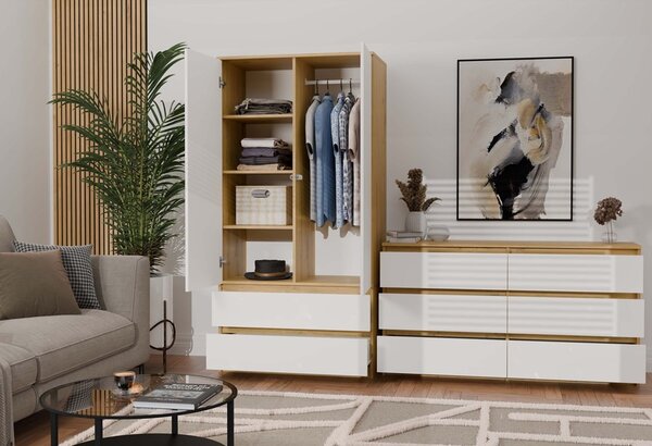 TP Living Šatníková skriňa MALWA I 90 cm dub artisan/biela