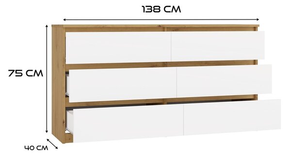 TP Living Komoda MALWA M6 140 dub artisan/biela