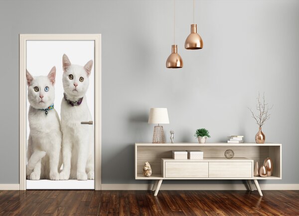 Samolepiace fototapety na dvere Dve biele mačky 75x205 cm