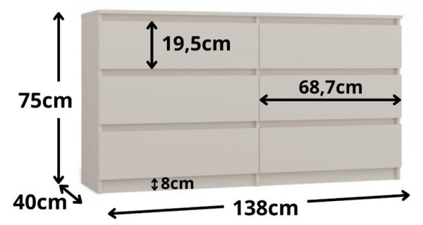 TP Living Komoda MALWA M6 140 cm kašmír