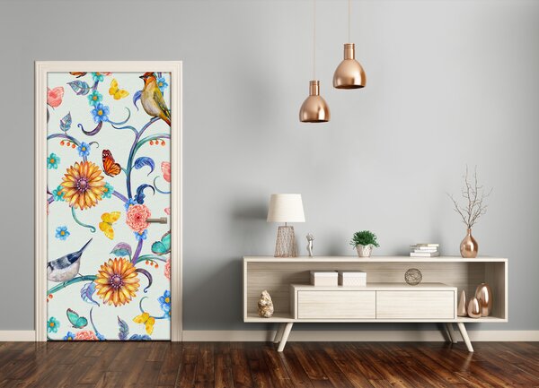 Samolepiace fototapety na dvere motýle kvety 85x205 cm