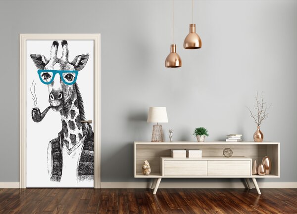 Samolepiace fototapety na dvere Žirafa s okuliarmi 75x205 cm