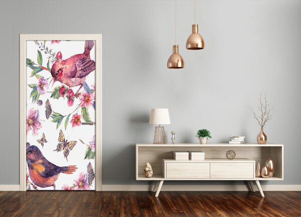 Samolepiace fototapety na dvere motýle kvety 95x205 cm