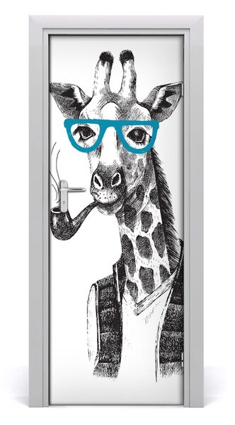 Samolepiace fototapety na dvere Žirafa s okuliarmi 95x205 cm