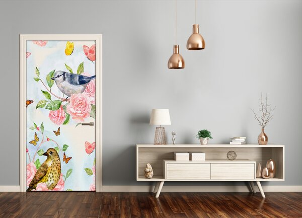 Samolepiace fototapety na dvere motýle kvety 75x205 cm