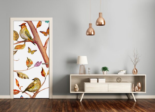 Samolepiace fototapety na dvere Motýle a lístia 75x205 cm