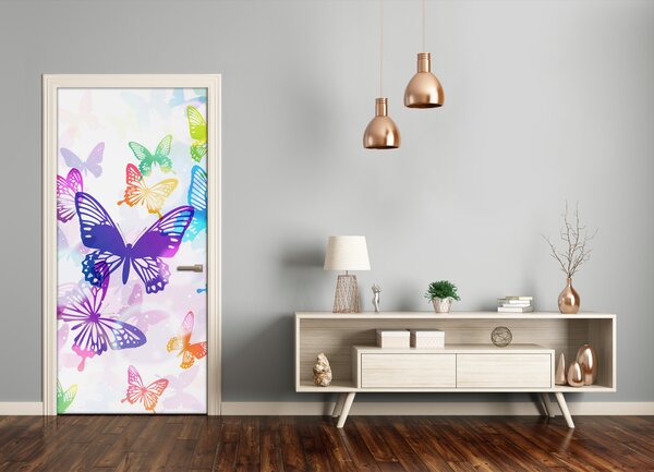 Samolepiace fototapety na dvere farební motýle 75x205 cm