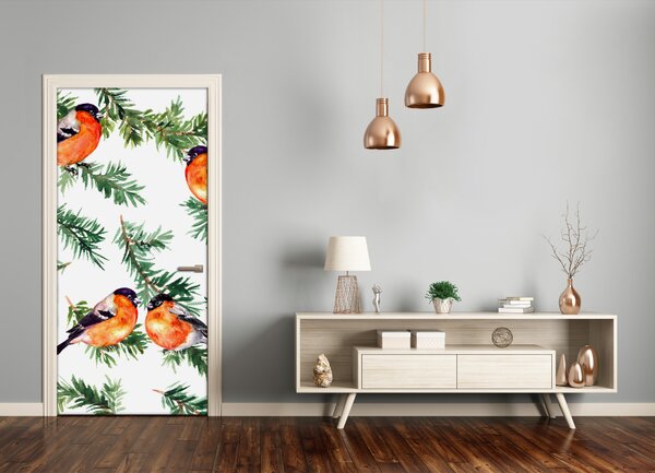 Samolepiace fototapety na dvere Červenka a ihličnany 95x205 cm