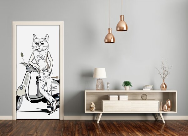 Samolepiace fototapety na dvere mačacie muž 75x205 cm