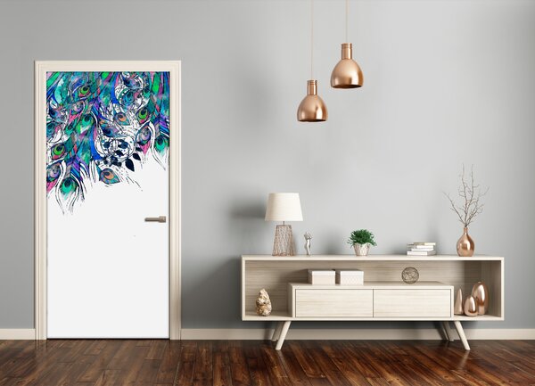 Samolepiace fototapety na dvere pávie perá 75x205 cm