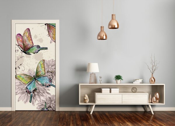 Samolepiace fototapety na dvere farební motýle 95x205 cm