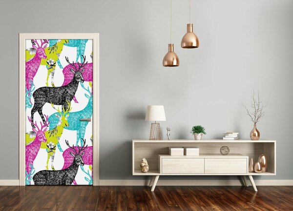 Samolepiace fototapety na dvere farební jelene 75x205 cm
