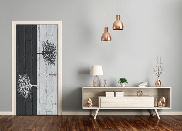 Samolepiace fototapety na dvere Stromy na stene 85x205 cm