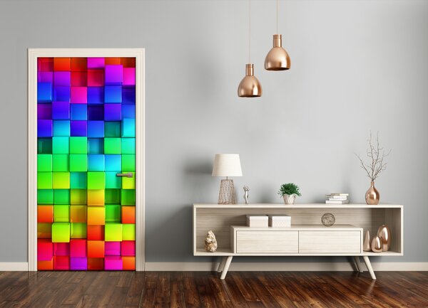 Samolepiace fototapety na dvere farebné krabičky 75x205 cm