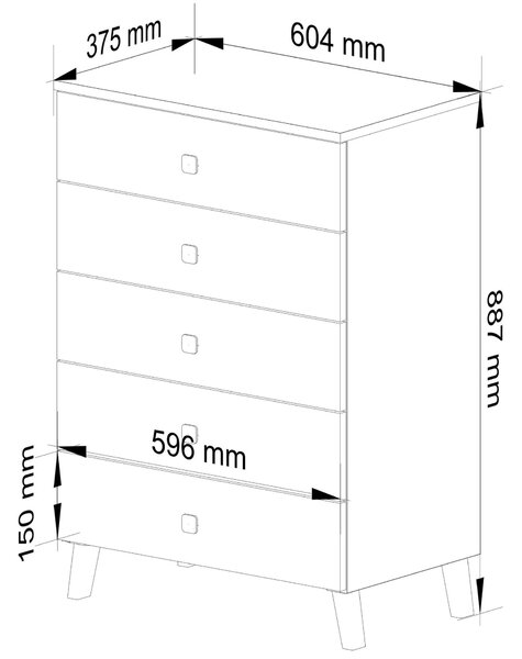 Ak furniture Komoda MOBI K-05 biela/čierna
