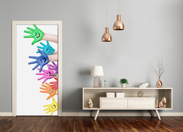 Samolepiace fototapety na dvere pomaľované dlane 85x205 cm