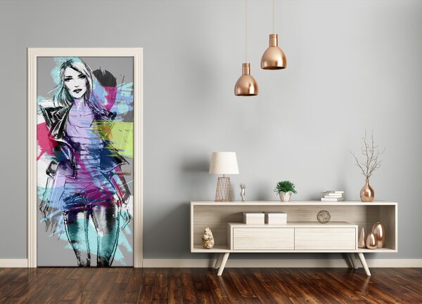 Samolepiace fototapety na dvere abstrakcie žena 95x205 cm