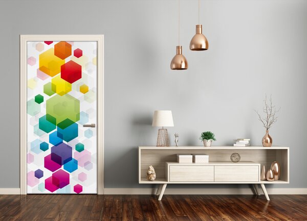Samolepiace fototapety na dvere farebné šesťuholníky 75x205 cm