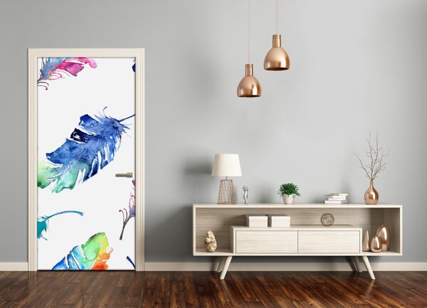 Samolepiace fototapety na dvere farebná pierka 85x205 cm