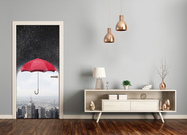Fototapeta samolepiace dvere dáždnik nad mestom 85x205 cm