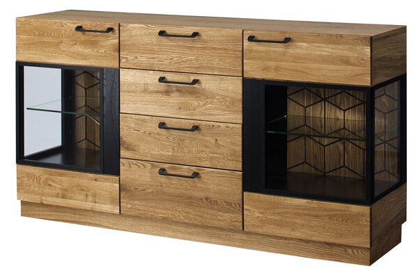 Szynaka Komoda Mosaic 47 170 cm z masívu dub medový/čierna