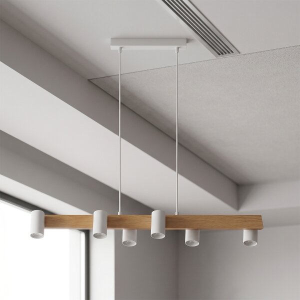 Brilagi - LED RGBW Stmievateľný luster na lanku SELE 6xGU10/6,5W/230V biela/dub