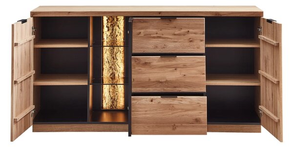 Szynaka Komoda Napoli 20 s LED osvetlením 180 cm z masívu dub Bianco