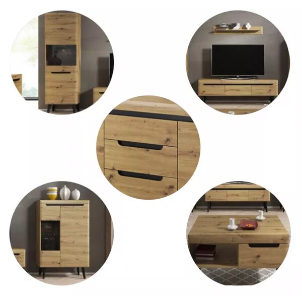Piaski Konferenčný stolík Nordi 107 cm čierny/dub artisan
