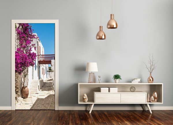Fototapeta samolepiace na dvere gréckej uličky 75x205 cm