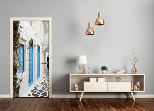 Fototapeta samolepiace na dvere gréckej uličky 95x205 cm