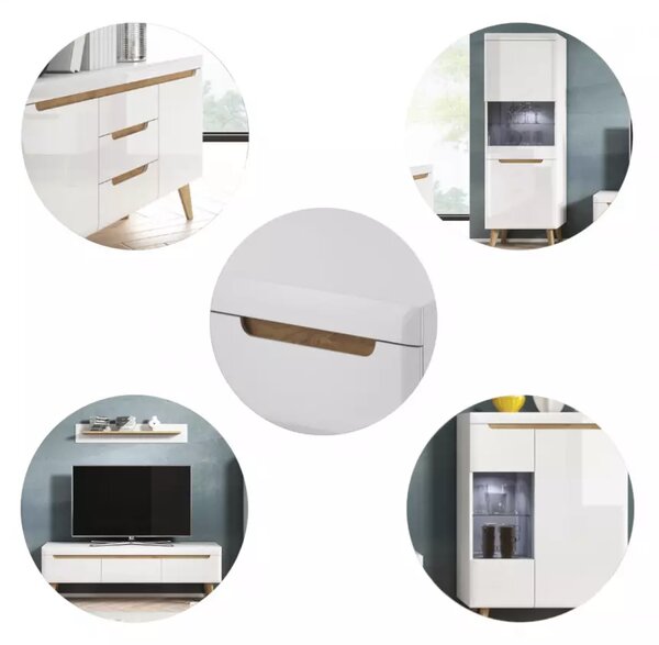Piaski Televízny stolík Nordi 160 cm biely/dub Riviéra