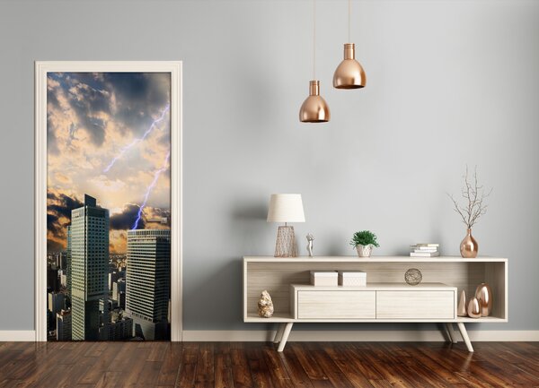 Fototapeta samolepiace dvere búrka Varšava 85x205 cm