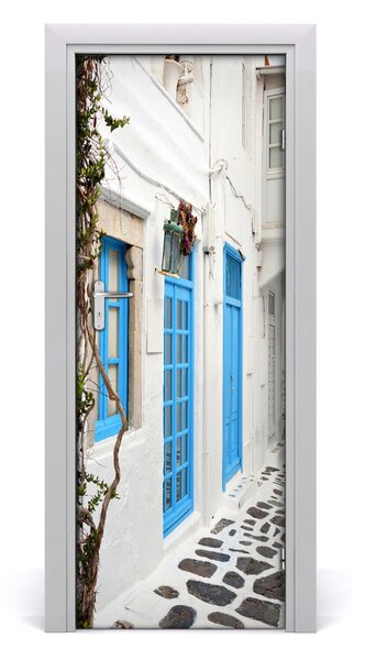 Fototapeta samolepiace na dvere gréckej uličky 95x205 cm