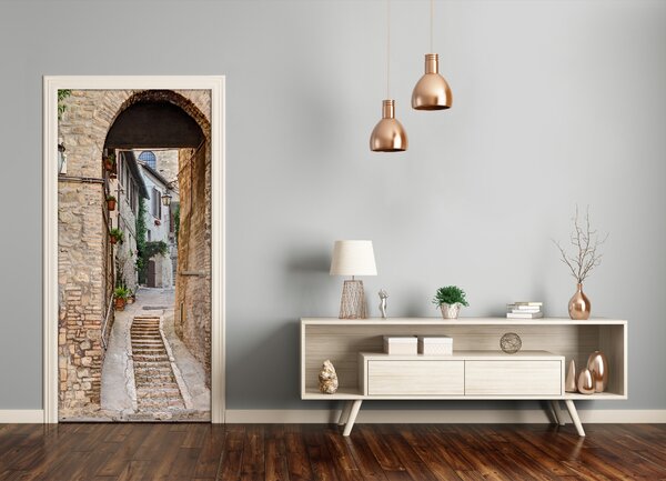 Fototapeta samolepiace na dvere talianskej uličky 75x205 cm
