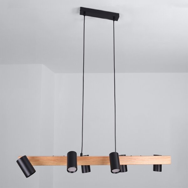 Brilagi - Luster na lanku SELE 6xGU10/30W/230V čierny/dubový dekor