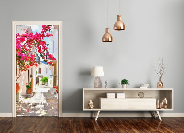 Fototapeta samolepiace na dvere gréckej uličky 85x205 cm