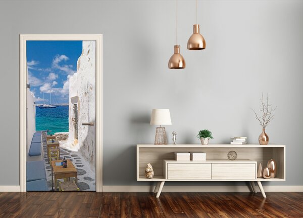 Fototapeta samolepiace na dvere gréckej uličky 75x205 cm