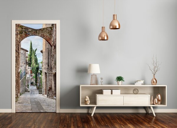 Fototapeta samolepiace na dvere talianskej uličky 75x205 cm