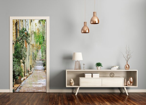 Fototapeta samolepiace na dvere talianskej uličky 95x205 cm