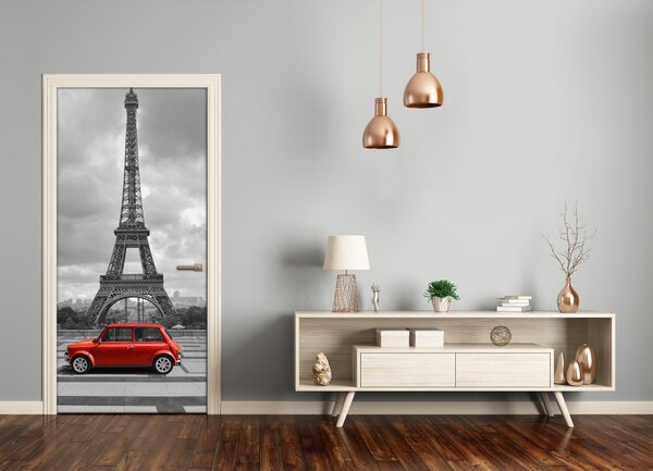 Fototapeta samolepiace dvere Eiffelova veža auto 75x205 cm