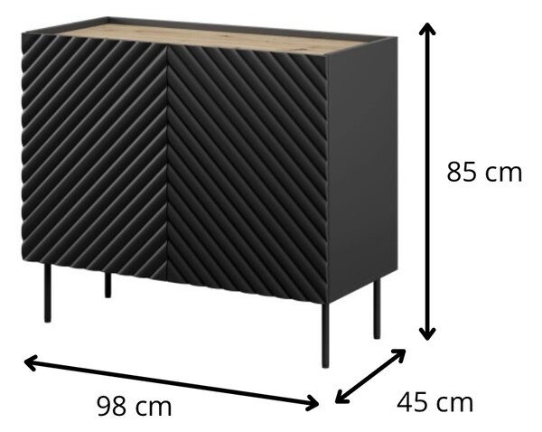 HALMAR Komoda Onda 2D čierna/dub artisan