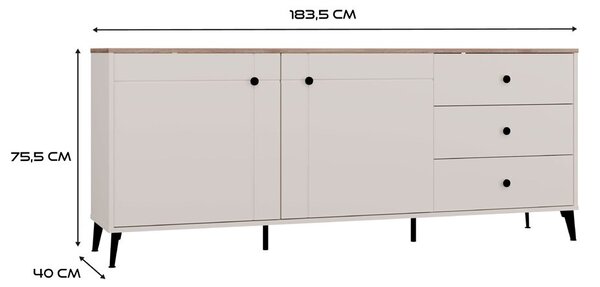 TP Living Komoda Point 183 cm dub Castello/kašmírová