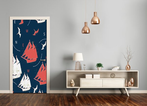 Fototapeta na dvere lode mora vtáky 75x205 cm