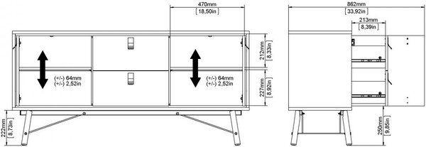 Tvilum Komoda Rainy 150 cm čierna/orech tmavý