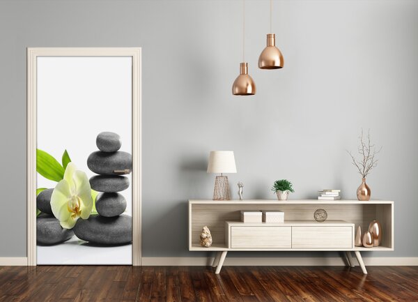 Fototapeta samolepiace Orchidea a kamene 85x205 cm