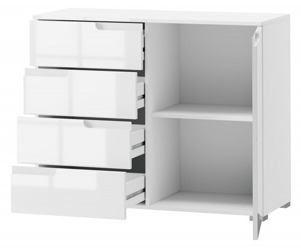 Szynaka Komoda Selene 5 100 cm biela lesklá/matná