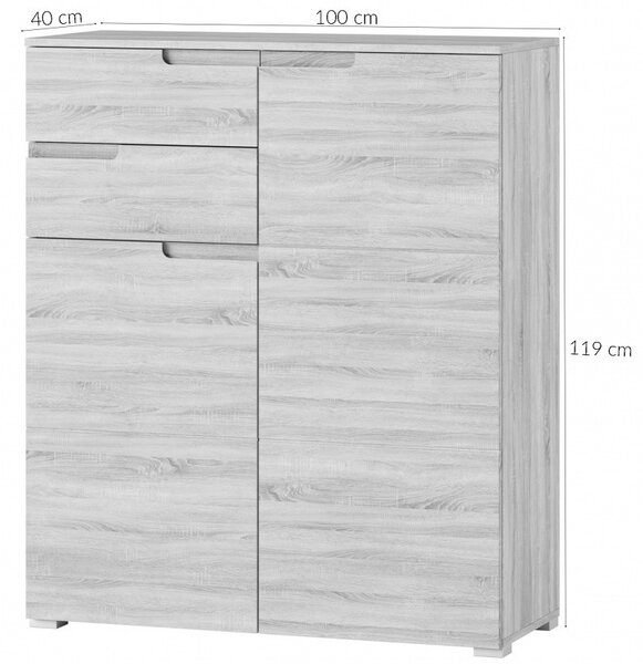 Szynaka Komoda Selene 7 100 cm biela lesklá/matná