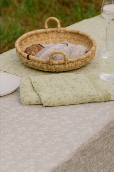 Ľanový obrus / deka Meirami 150x260, bielo-ľanový