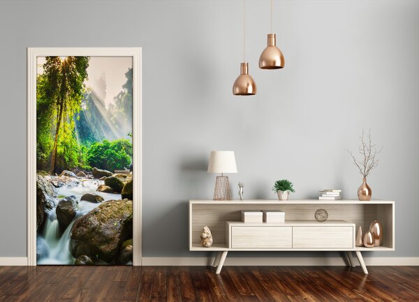 Fototapeta na dvere vodopád v lese 85x205 cm