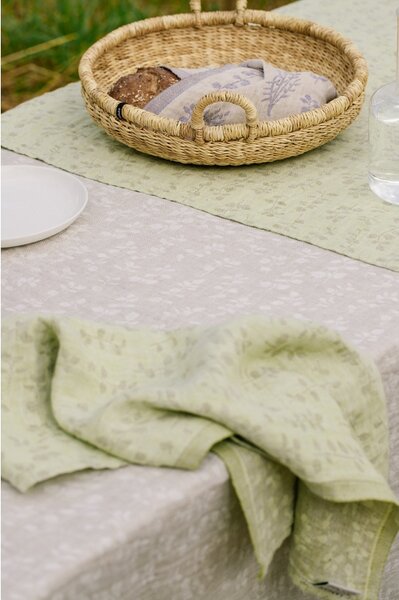 Ľanový obrus / deka Meirami 150x260, bielo-ľanový